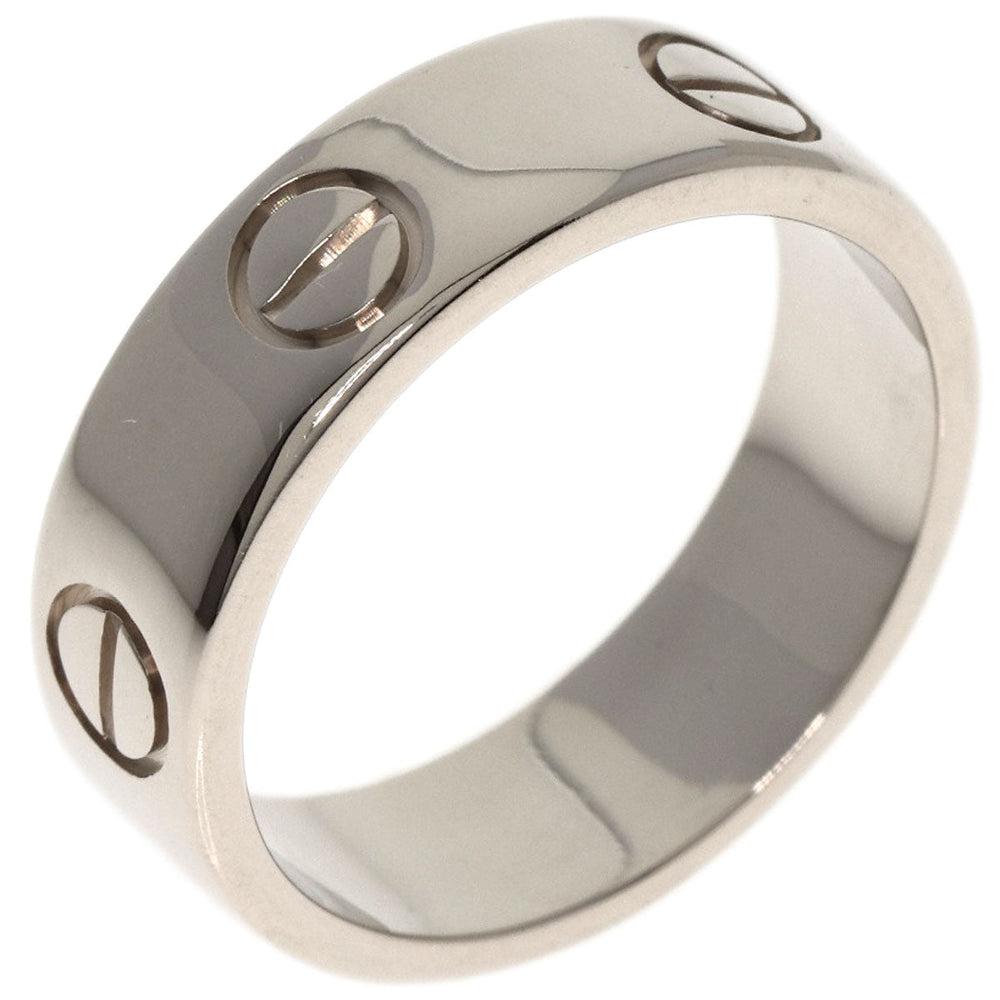 CARTIER Ring K18WG Silver Love Ring #51 Women Used Authentic