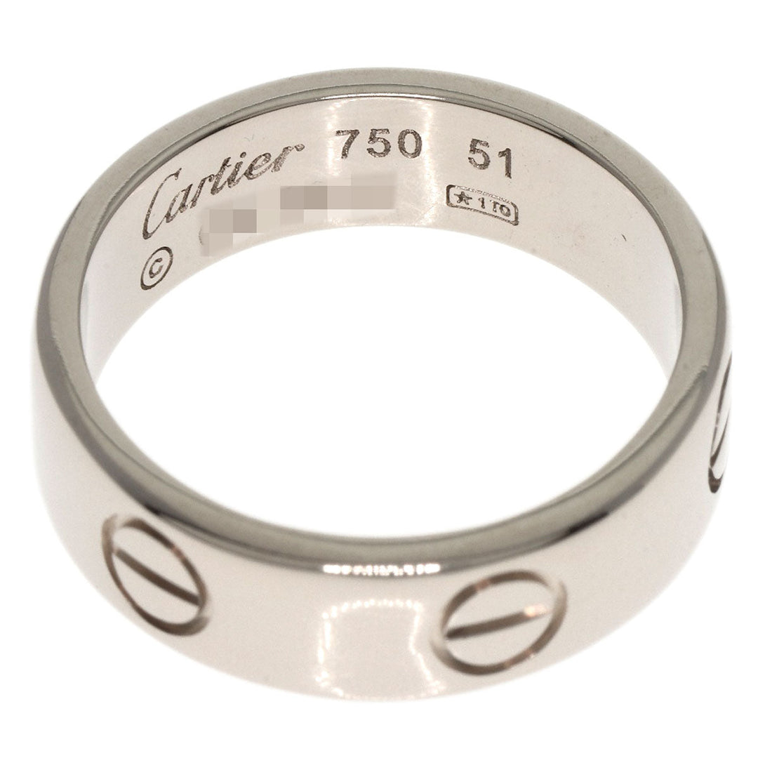 CARTIER Ring K18WG Silver Love Ring #51 Women Used Authentic