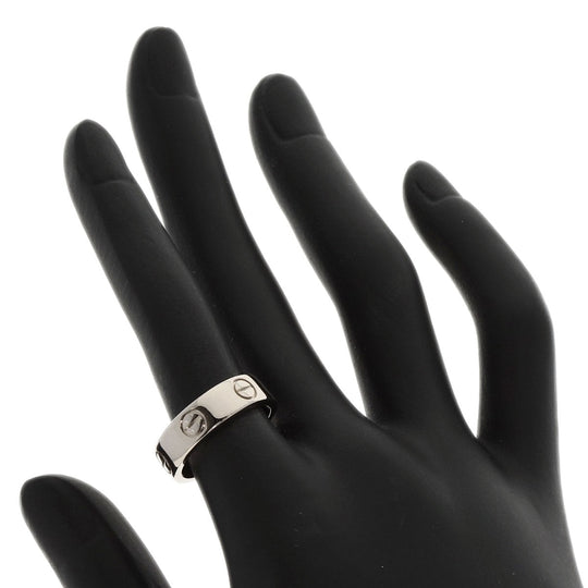 CARTIER Ring K18WG Silver Love Ring #51 Women Used Authentic