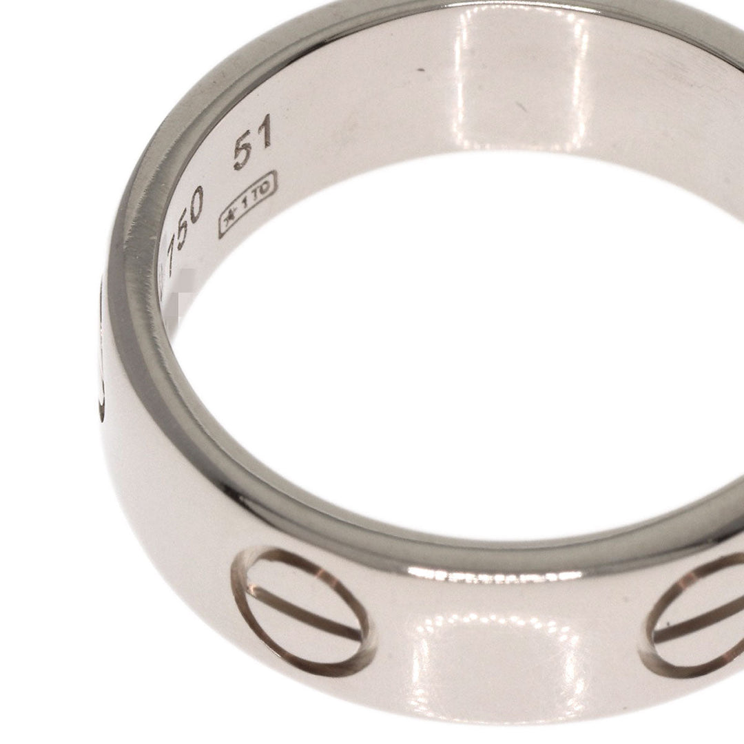 CARTIER Ring K18WG Silver Love Ring #51 Women Used Authentic