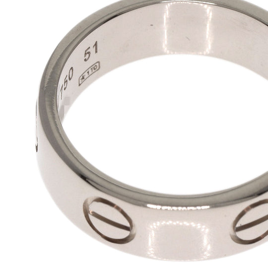 CARTIER Ring K18WG Silver Love Ring #51 Women Used Authentic