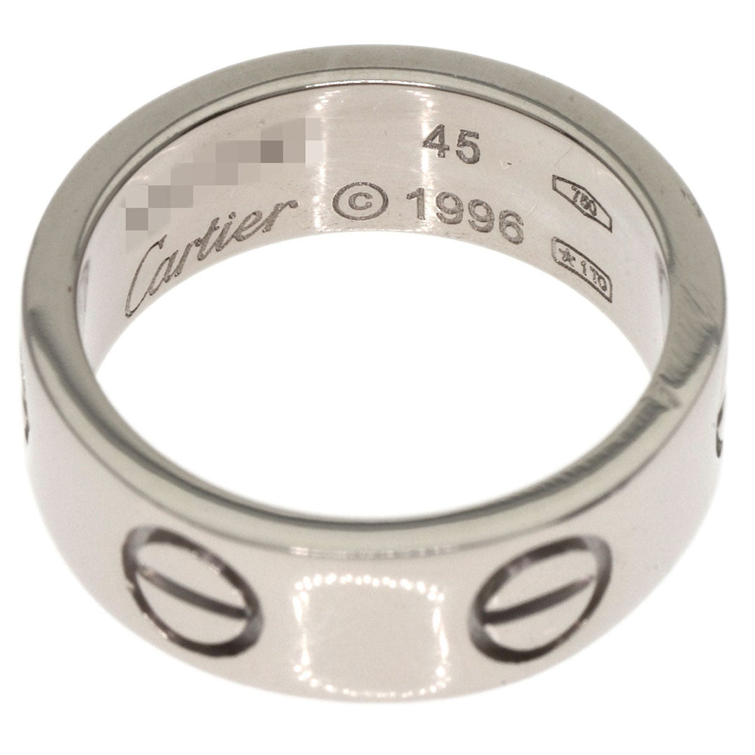 CARTIER Ring K18WG Silver Love Ring #45 Women Used Authentic