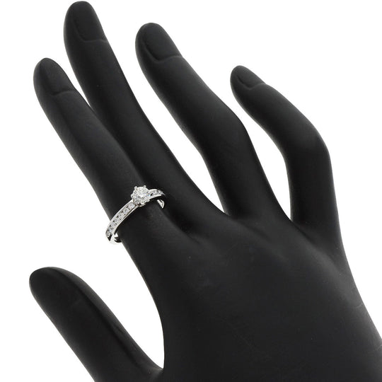 TIFFANY&Co. Ring PT950 Silver Channel Setting Diamonds Women Used Authentic
