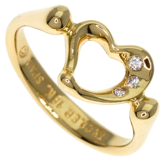 TIFFANY&Co. Ring 18K Yellow Gold gold Open Heart 3P Diamond Women Used Authentic