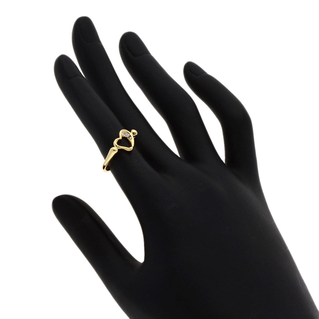TIFFANY&Co. Ring 18K Yellow Gold gold Open Heart 3P Diamond Women Used Authentic