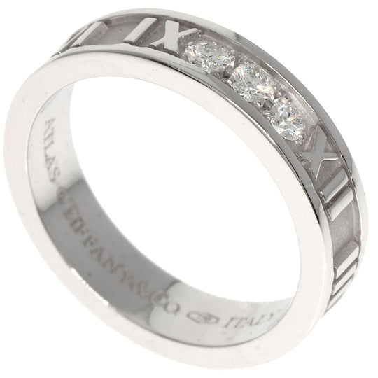 TIFFANY&Co. Ring K18WG Silver Atlas Narrow 3P Diamond Women Used Authentic