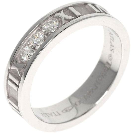 TIFFANY&Co. Ring K18WG Silver Atlas Narrow 3P Diamond Women Used Authentic