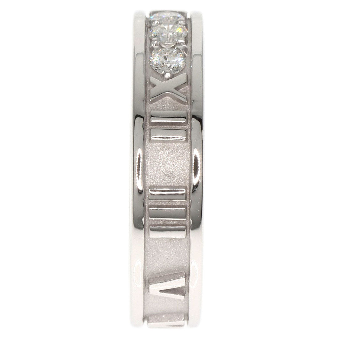TIFFANY&Co. Ring K18WG Silver Atlas Narrow 3P Diamond Women Used Authentic