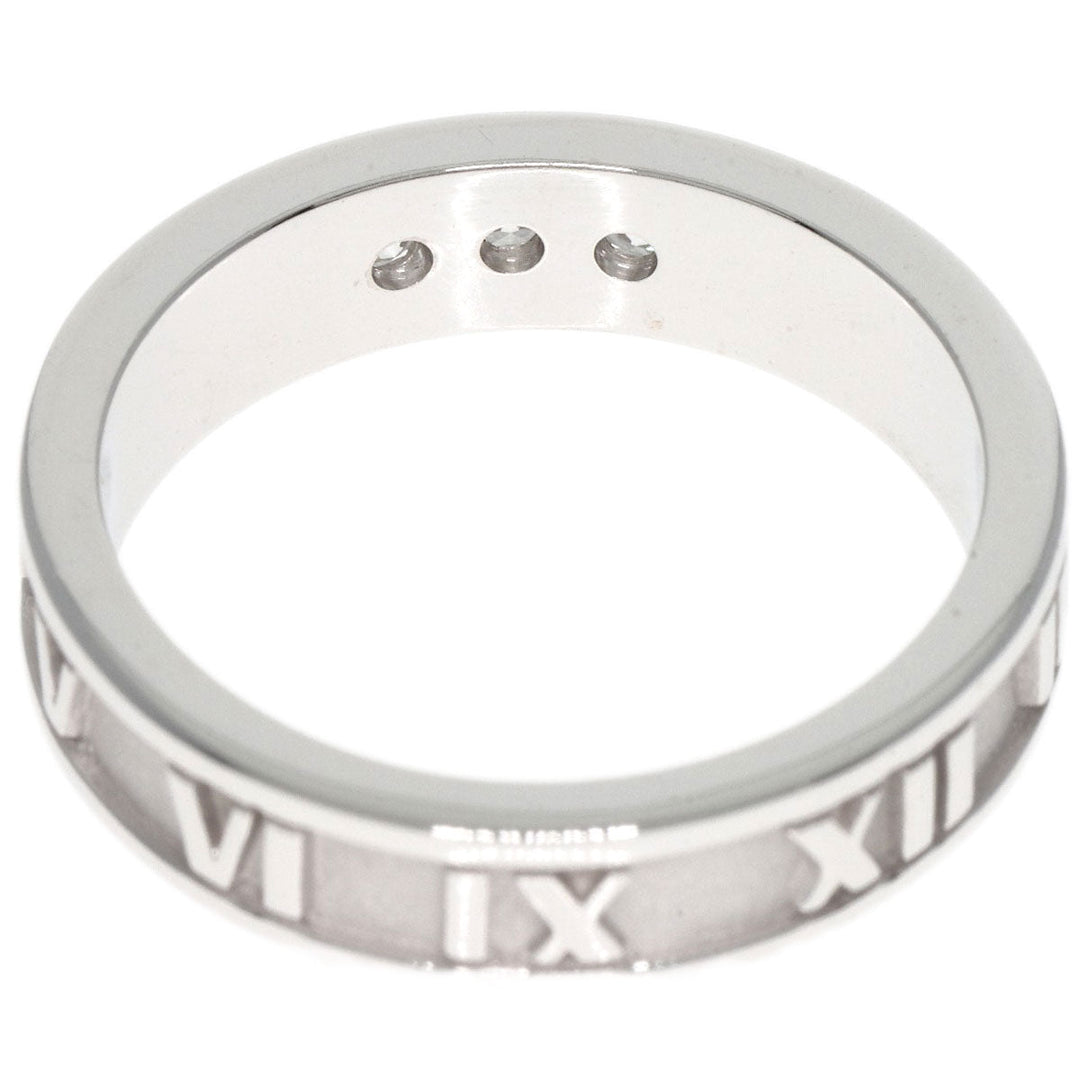 TIFFANY&Co. Ring K18WG Silver Atlas Narrow 3P Diamond Women Used Authentic