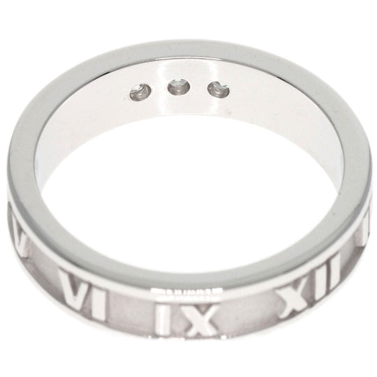 TIFFANY&Co. Ring K18WG Silver Atlas Narrow 3P Diamond Women Used Authentic