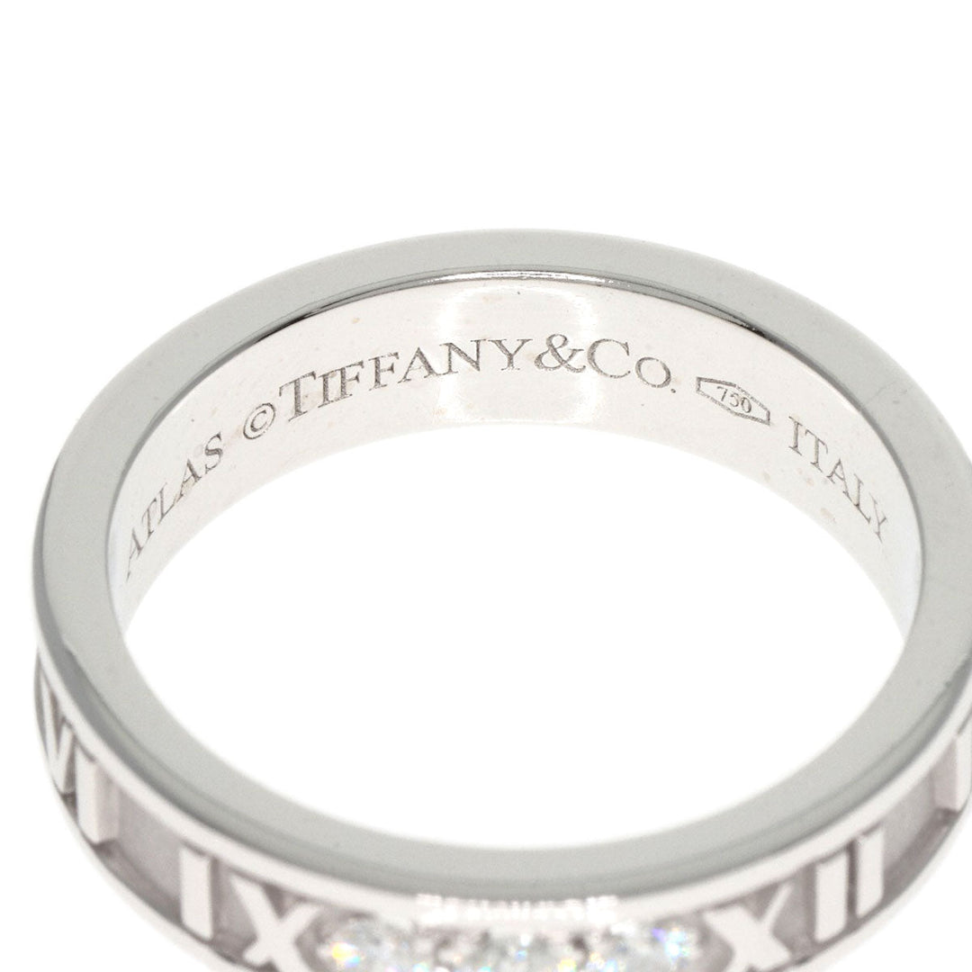 TIFFANY&Co. Ring K18WG Silver Atlas Narrow 3P Diamond Women Used Authentic