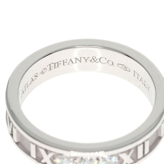 TIFFANY&Co. Ring K18WG Silver Atlas Narrow 3P Diamond Women Used Authentic