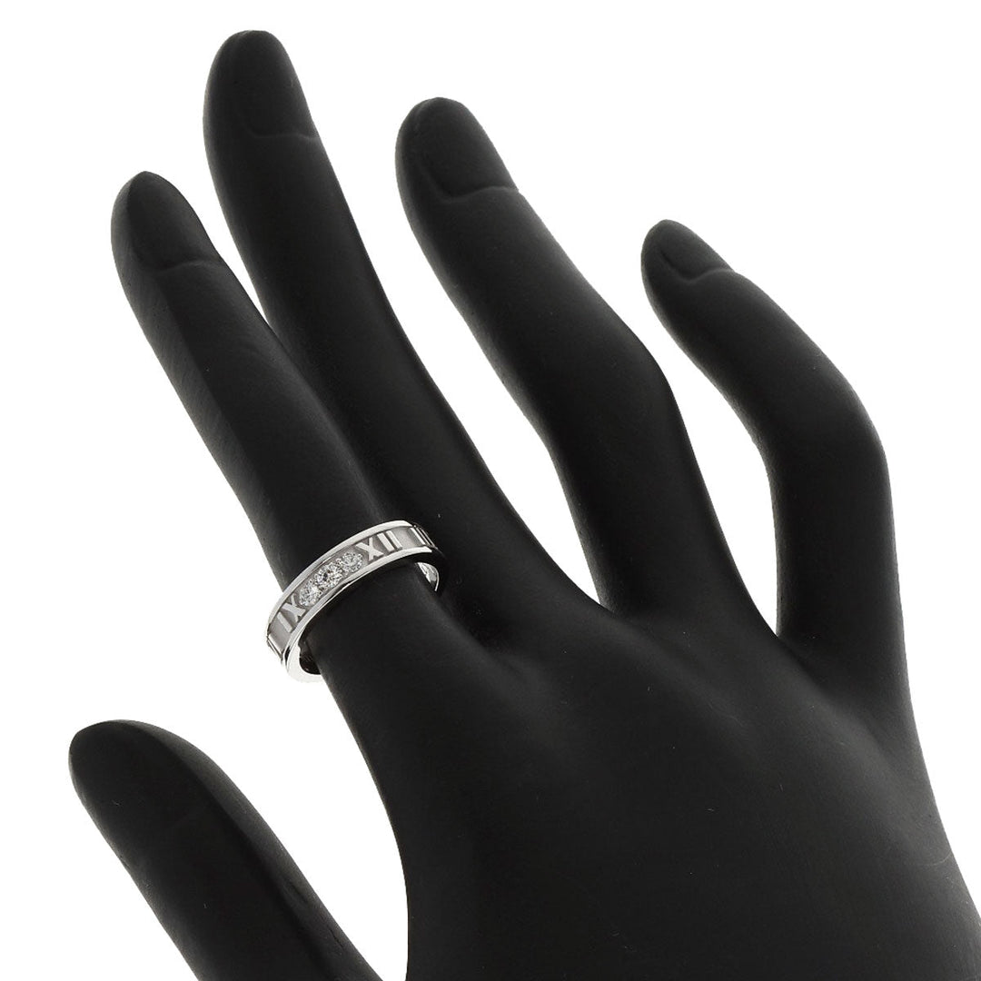 TIFFANY&Co. Ring K18WG Silver Atlas Narrow 3P Diamond Women Used Authentic