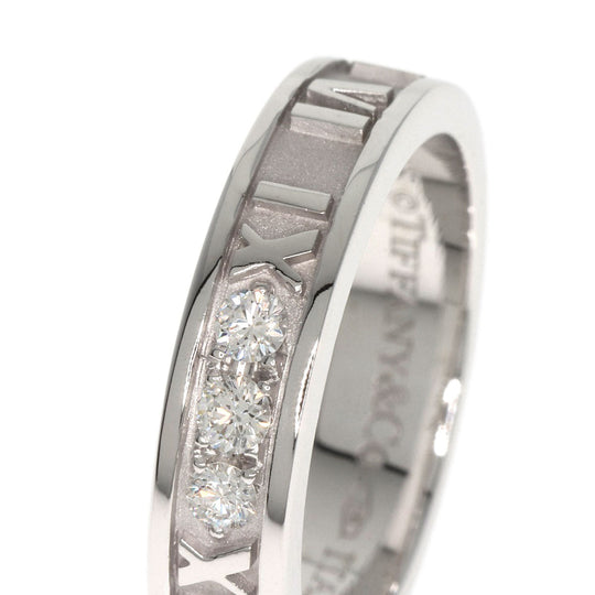TIFFANY&Co. Ring K18WG Silver Atlas Narrow 3P Diamond Women Used Authentic