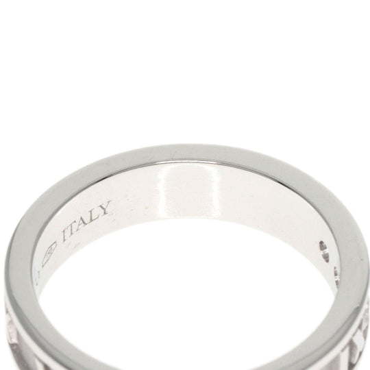 TIFFANY&Co. Ring K18WG Silver Atlas Narrow 3P Diamond Women Used Authentic