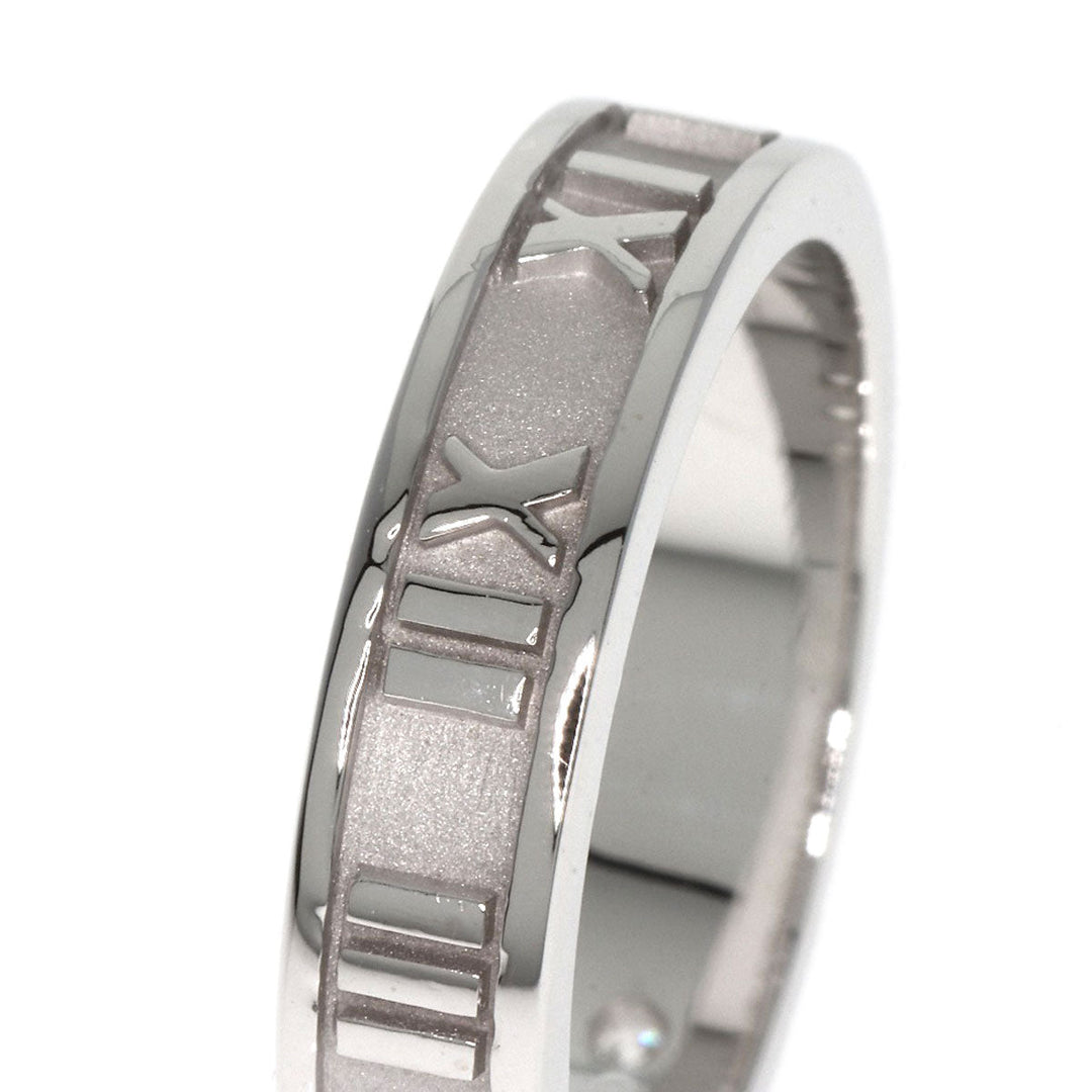 TIFFANY&Co. Ring K18WG Silver Atlas Narrow 3P Diamond Women Used Authentic