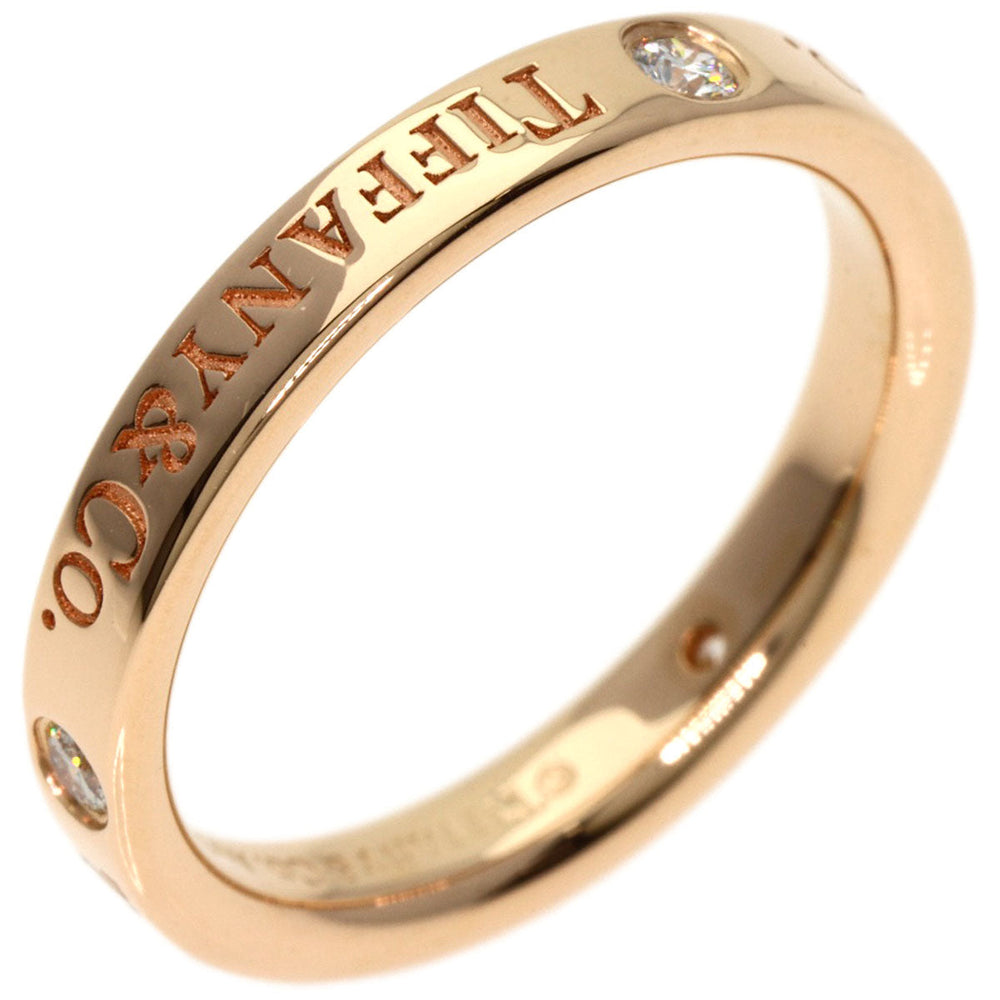 TIFFANY&Co. Ring 18K Pink Gold gold Flat Band 3P Diamond Women Used Authentic