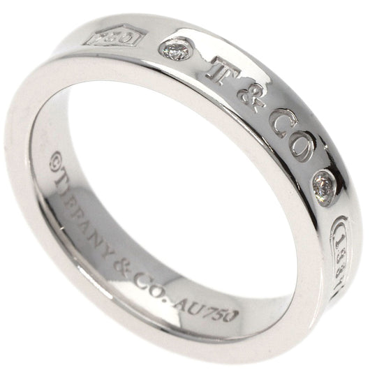 TIFFANY&Co. Ring K18WG Silver 1837 Narrow 2P Diamond Women Used Authentic