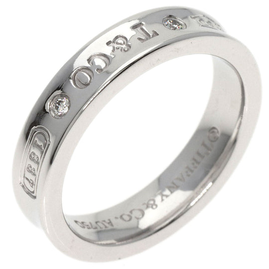 TIFFANY&Co. Ring K18WG Silver 1837 Narrow 2P Diamond Women Used Authentic