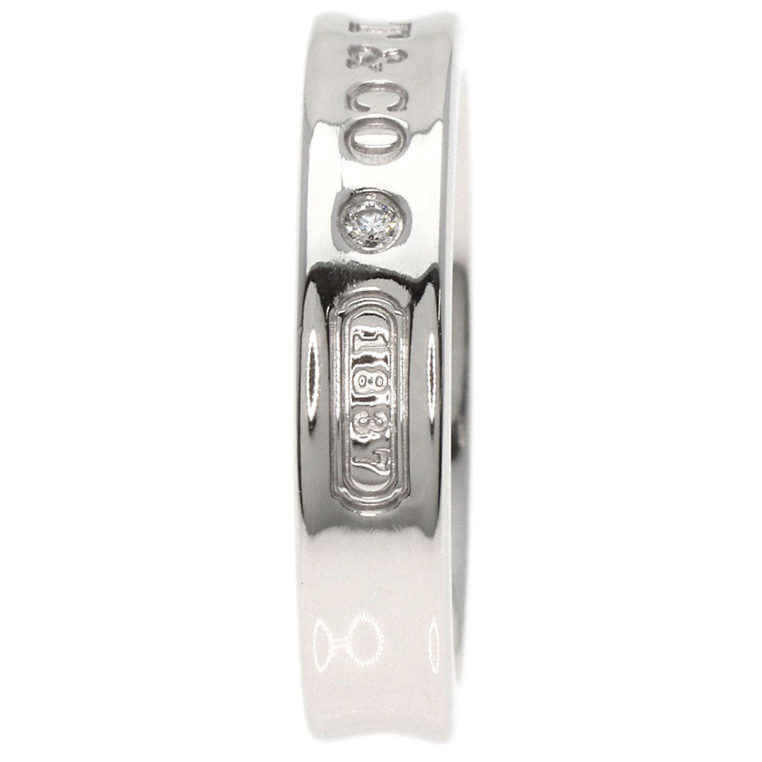 TIFFANY&Co. Ring K18WG Silver 1837 Narrow 2P Diamond Women Used Authentic