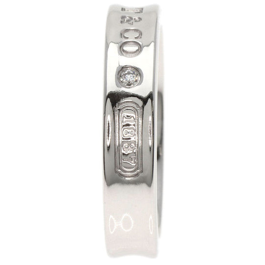 TIFFANY&Co. Ring K18WG Silver 1837 Narrow 2P Diamond Women Used Authentic
