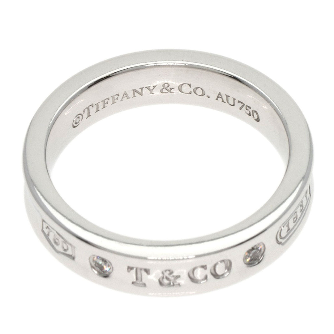 TIFFANY&Co. Ring K18WG Silver 1837 Narrow 2P Diamond Women Used Authentic