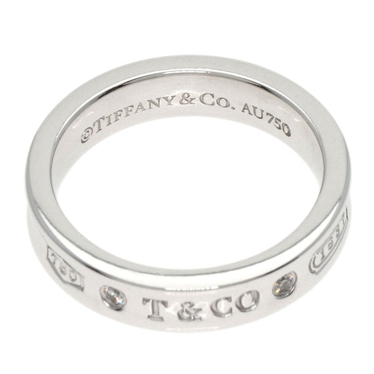 TIFFANY&Co. Ring K18WG Silver 1837 Narrow 2P Diamond Women Used Authentic