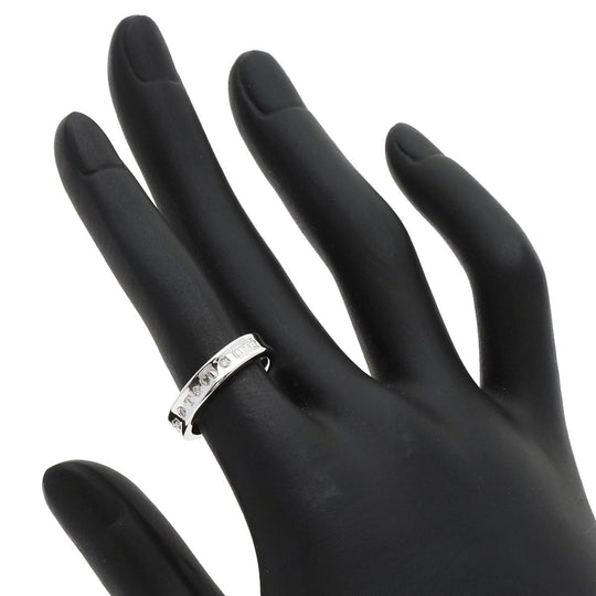 TIFFANY&Co. Ring K18WG Silver 1837 Narrow 2P Diamond Women Used Authentic