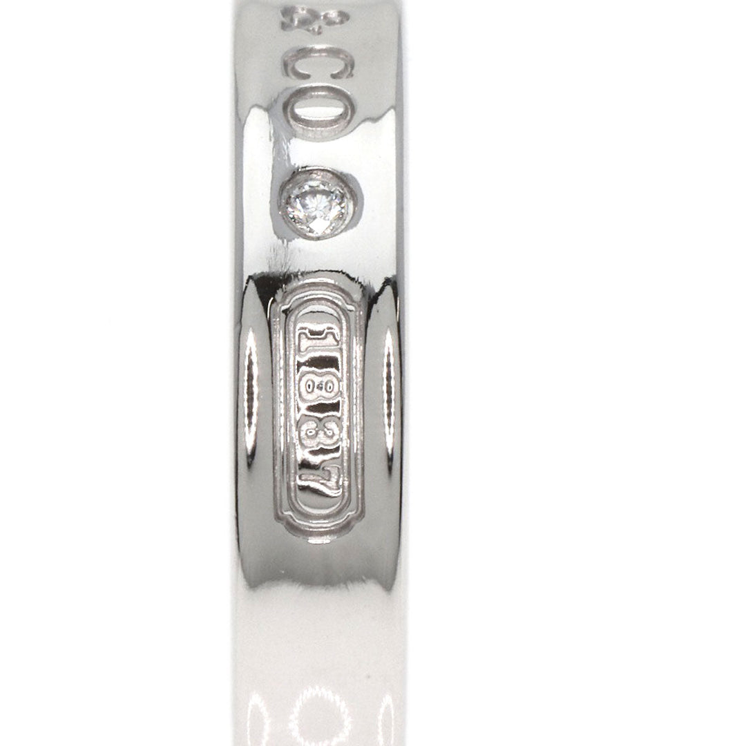 TIFFANY&Co. Ring K18WG Silver 1837 Narrow 2P Diamond Women Used Authentic