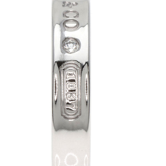 TIFFANY&Co. Ring K18WG Silver 1837 Narrow 2P Diamond Women Used Authentic