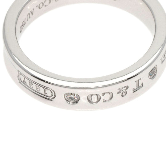 TIFFANY&Co. Ring K18WG Silver 1837 Narrow 2P Diamond Women Used Authentic