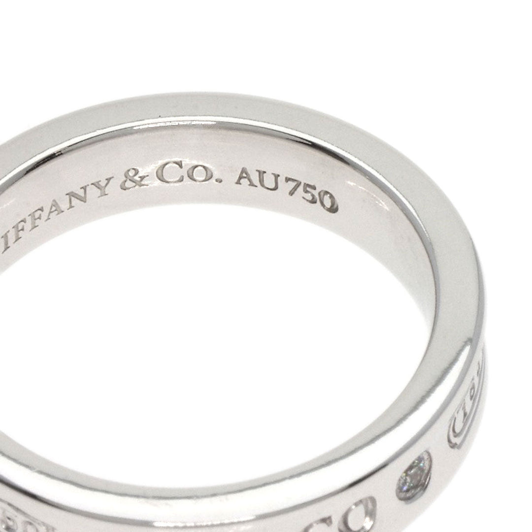TIFFANY&Co. Ring K18WG Silver 1837 Narrow 2P Diamond Women Used Authentic