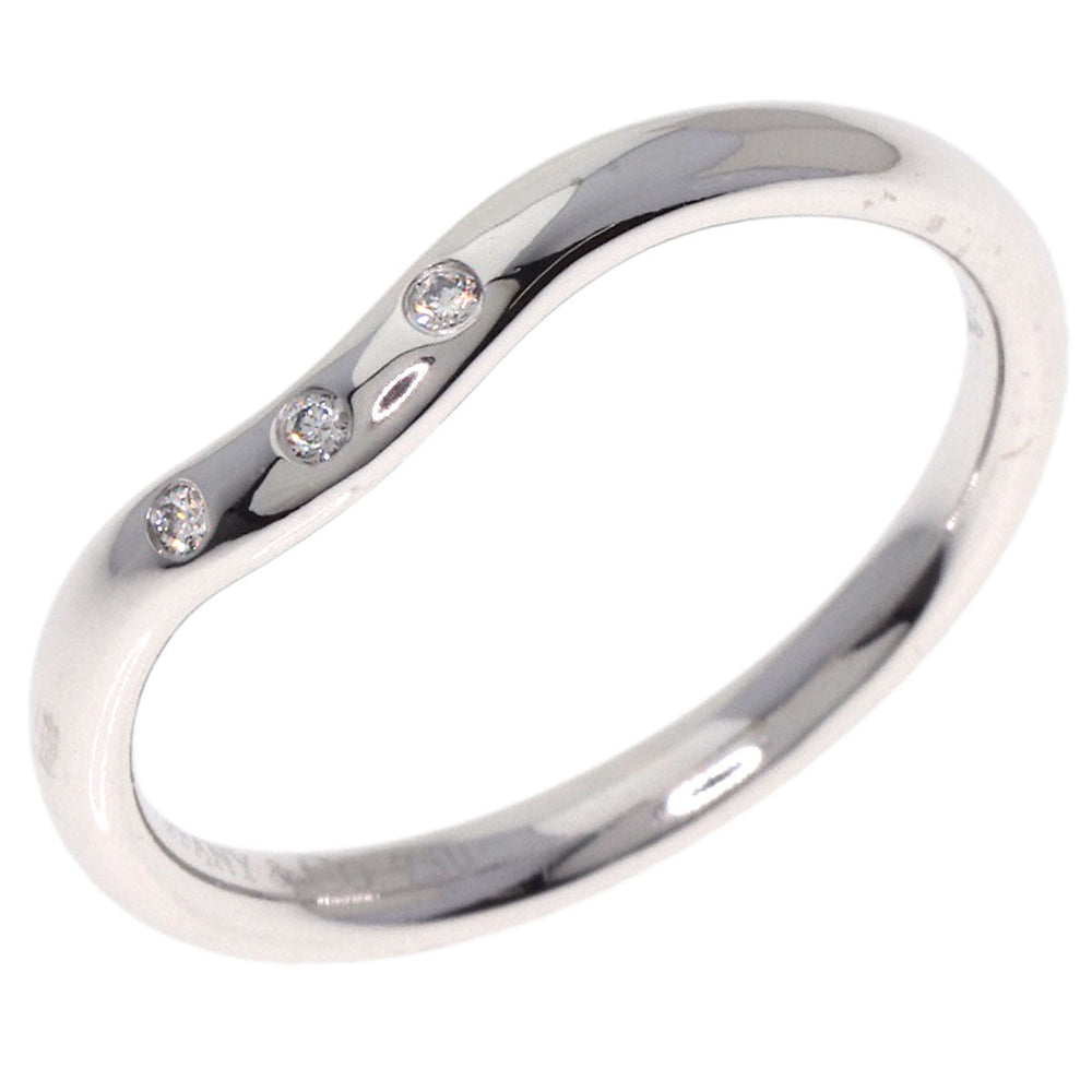 TIFFANY&Co. Ring K18WG Silver Curved 3P Diamond
