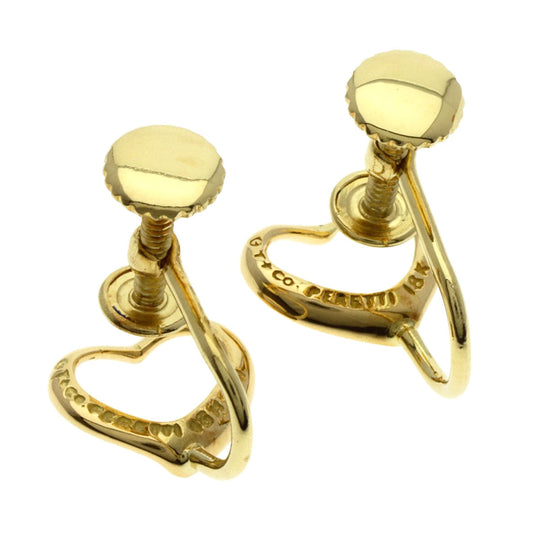 TIFFANY&Co. Earring 18K Yellow Gold gold Open heart Women Used Authentic