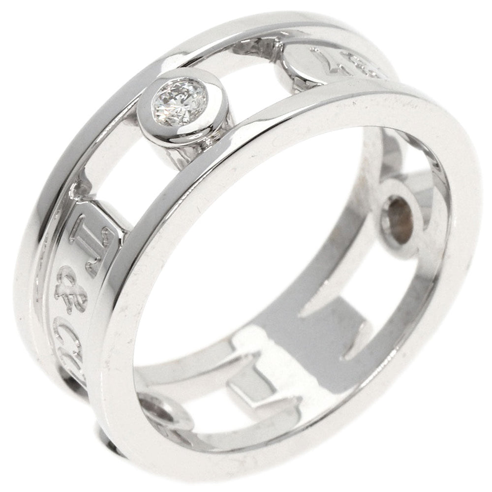 TIFFANY&Co. Ring K18WG Silver 1837 Element Double Wire 3P Diamond