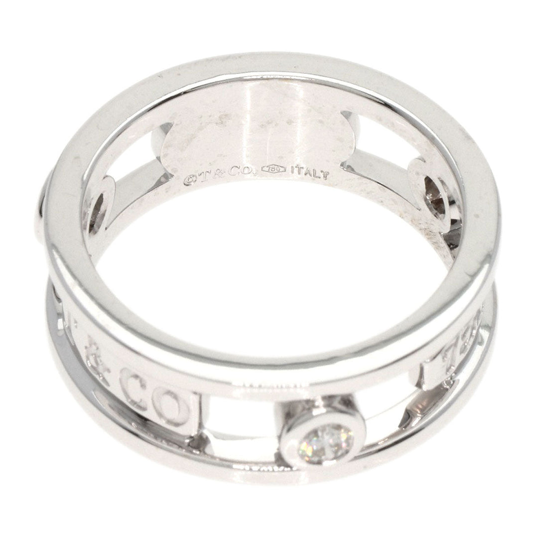 TIFFANY&Co. Ring K18WG Silver 1837 Element Double Wire 3P Diamond