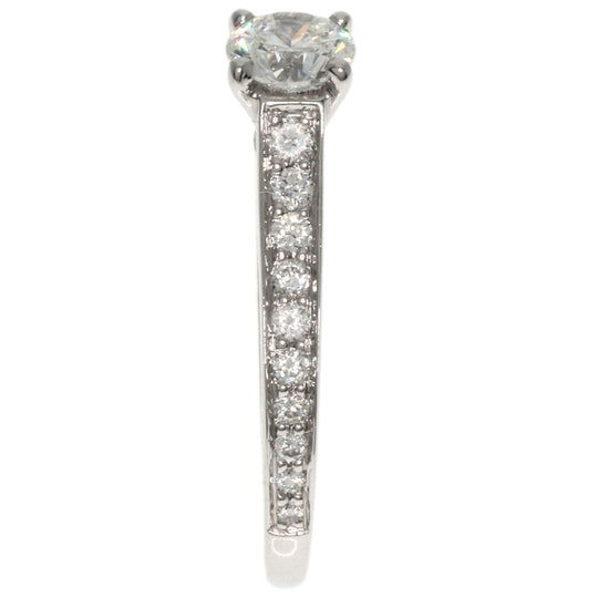 CARTIER Ring PT950 Silver Solitaire Diamond #46