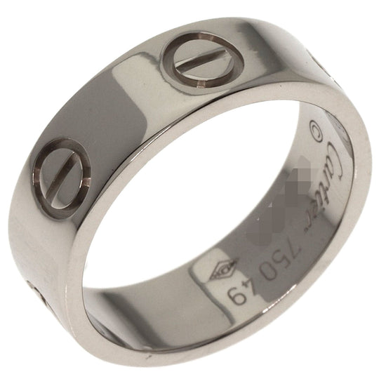 CARTIER Ring K18WG Silver Love Ring #49 Women Used Authentic