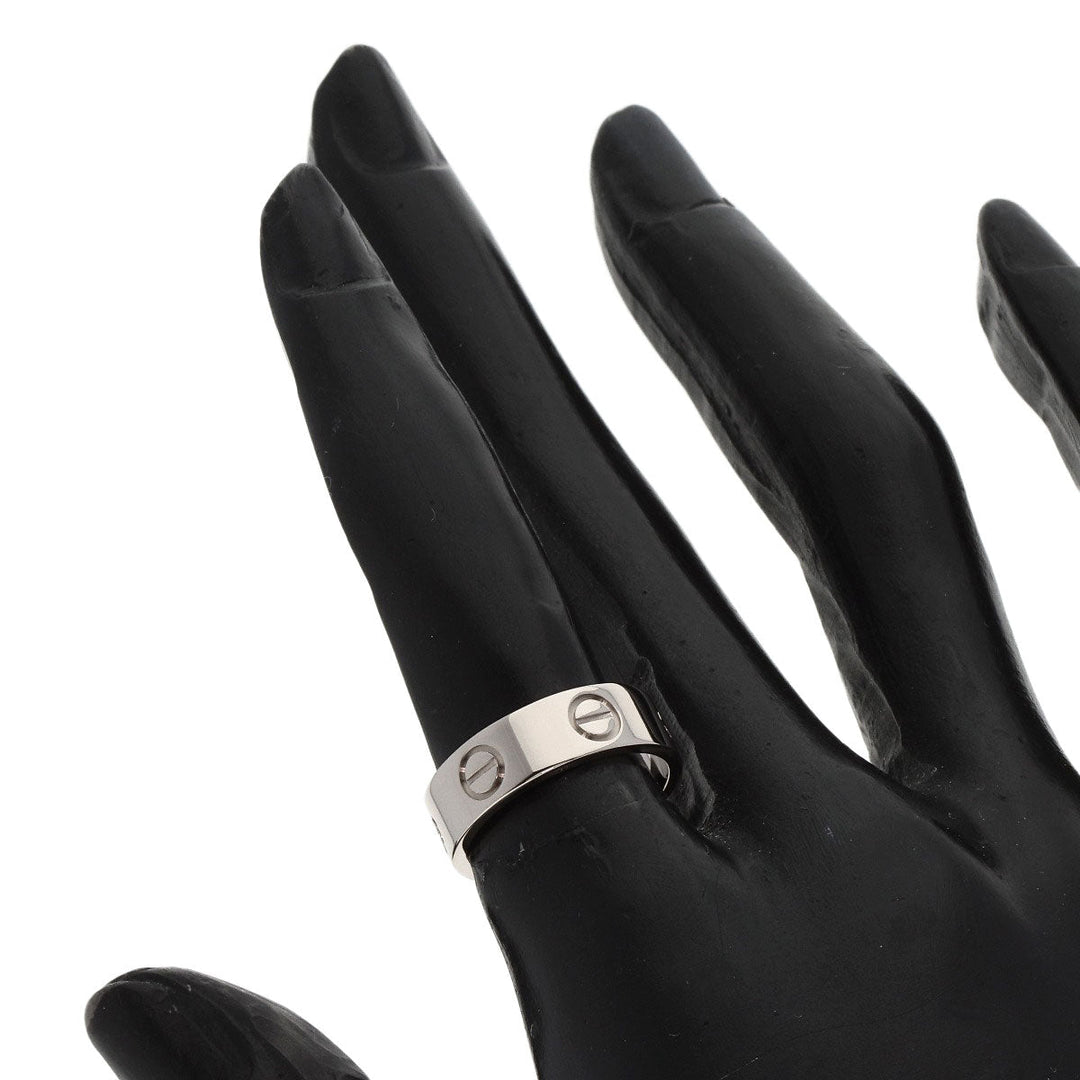 CARTIER Ring K18WG Silver Love Ring #49 Women Used Authentic