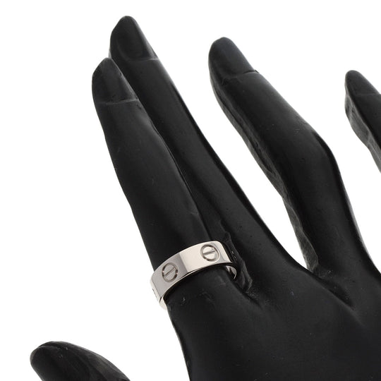CARTIER Ring K18WG Silver Love Ring #49 Women Used Authentic