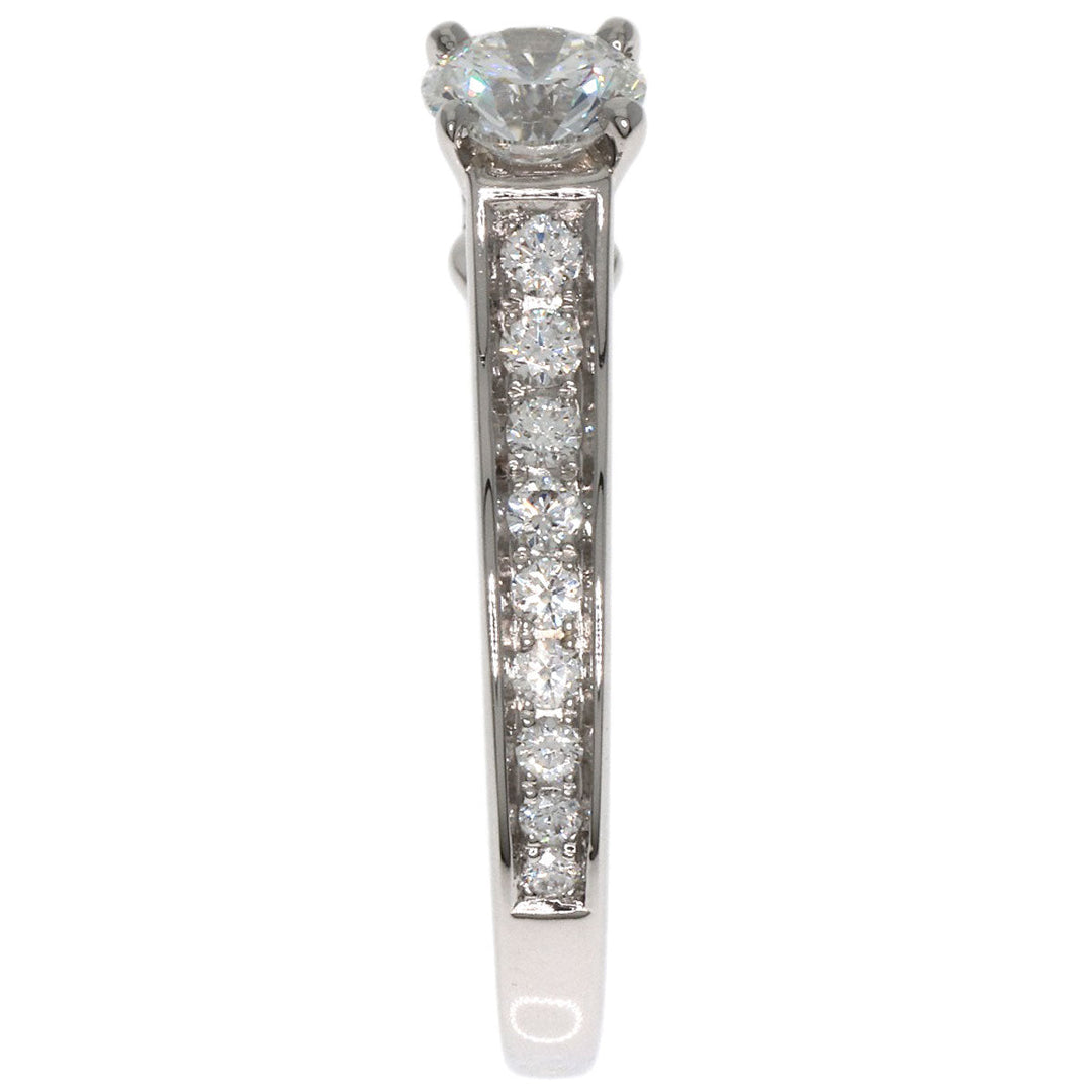 CARTIER Ring PT950 Silver Solitaire #49 Women Used Authentic