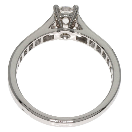 CARTIER Ring PT950 Silver Solitaire #49 Women Used Authentic
