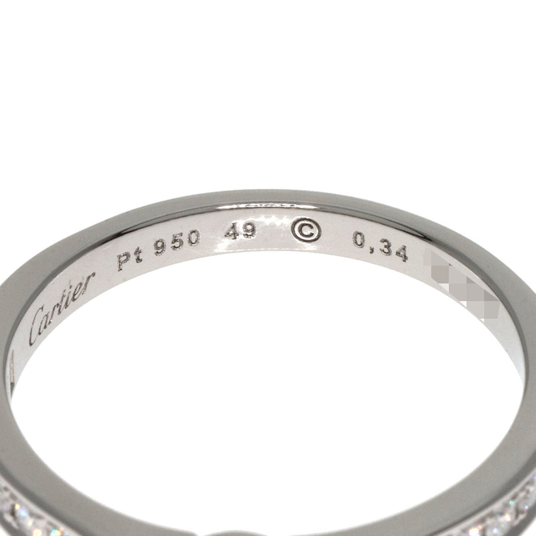 CARTIER Ring PT950 Silver Solitaire #49 Women Used Authentic