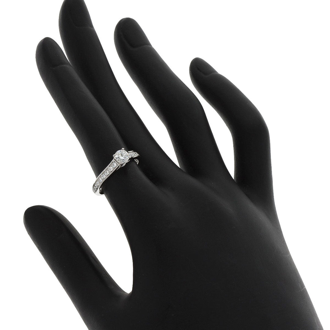 CARTIER Ring PT950 Silver Solitaire #49 Women Used Authentic