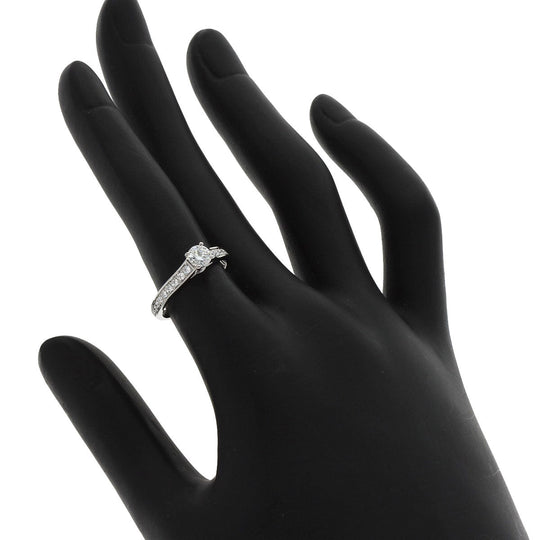 CARTIER Ring PT950 Silver Solitaire #49 Women Used Authentic