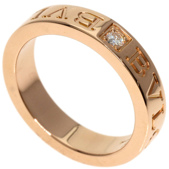 BVLGARI Ring 18K Pink Gold gold Double logo 1P Diamond Women Used Authentic