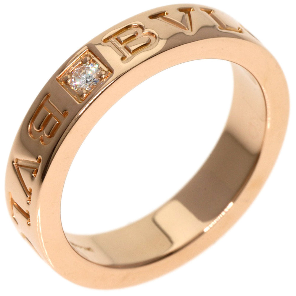 BVLGARI Ring 18K Pink Gold gold Double logo 1P Diamond Women Used Authentic