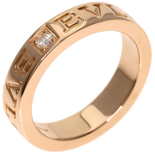 BVLGARI Ring 18K Pink Gold gold Double logo 1P Diamond Women Used Authentic