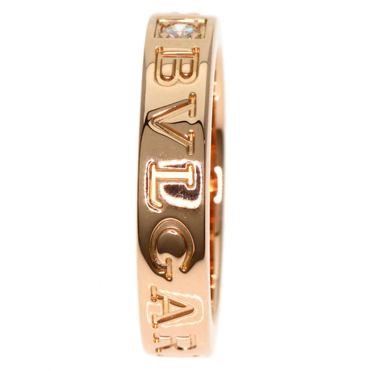 BVLGARI Ring 18K Pink Gold gold Double logo 1P Diamond Women Used Authentic
