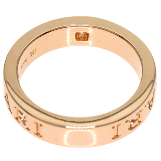 BVLGARI Ring 18K Pink Gold gold Double logo 1P Diamond Women Used Authentic